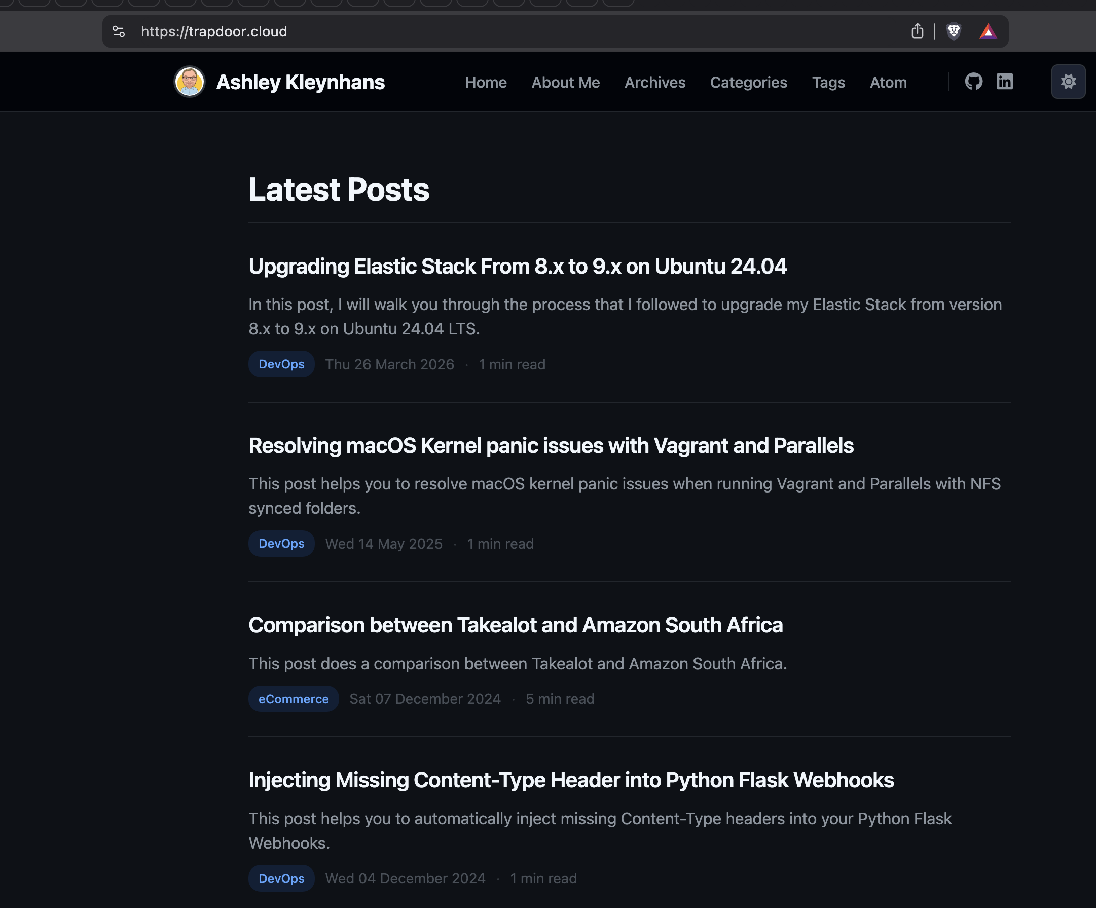 New dark technical design with top navigation